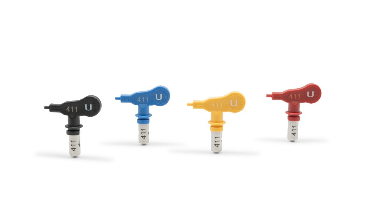 Airless reversible tips based on the spraying parameters of well-known brands