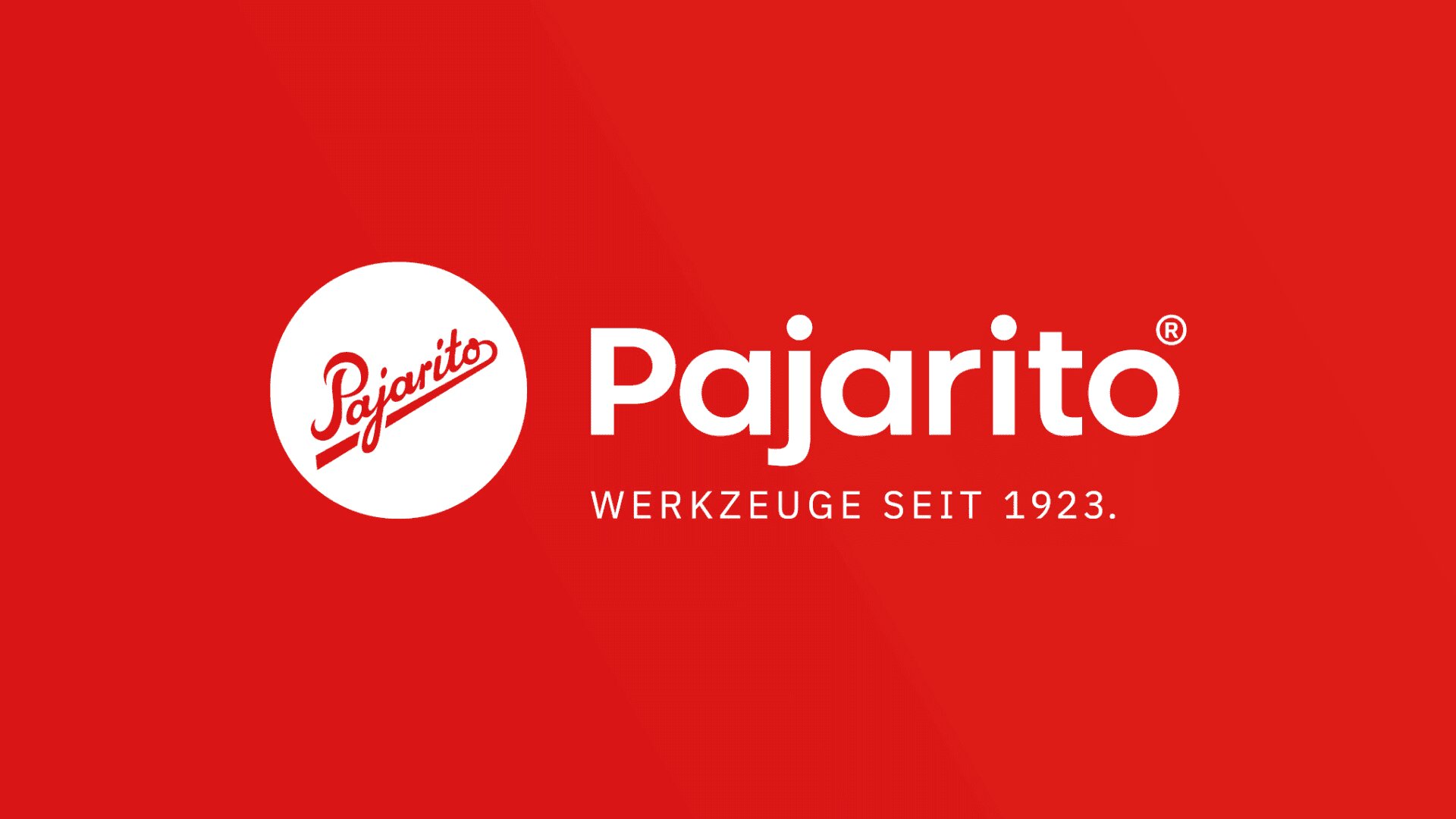 The image shows the Pajarito logo on a red background. The text reads: Pajarito® WERKZEUGE SEIT 1923. The Pajarito logo is inside a white circle to the left of the text.