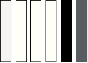 Six vertical rectangles: the first is light gray, the next three are white, the fifth is solid black, and the last is dark gray.